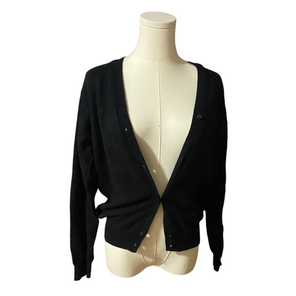 vintage black wool & angora cardigan - Picture 2 of 5